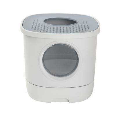 China Newest Design Sustainable Cat Toilet Box Large Plastic Automatic Trash Can Cat Litter Box for sale