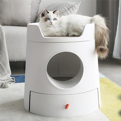 China Wholesale Custom Viable Large Cat Litter Box Toliet Cat Litter Box Pet Toilet Dog Potty Box With Garbage for sale