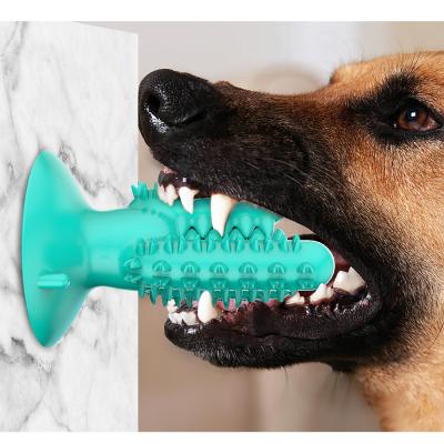 China Viable Pet Silicone Toothbrush Chew Toys Dog Teeth Toy Dog Toothbrush Chew Squeaky Dog Cleaning Toy for sale