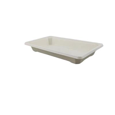 China Biodegradable Sugarcane Bagasse Bagasse Tray Desechables Sushi Platter Dinner Dish Set Bagasse Tray for sale