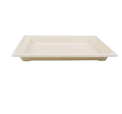 China Biodegradable Compostable Bagasse Lunch Food Sugar Cane Bagasse 6inch Disposable Bleached Sushi Trays for sale