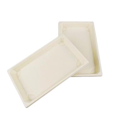 China 8inch Disposable Sugarcane Meat Sugarcane Bagasse Pulp Bagasse Meat Fruit Sushi Biodegradable Paper Serving Tray for sale