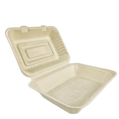 China Eco-Friendly Biodegradable Disposable Sugarcane Bagasse Bagasse Sugar Cane Take Out Lunch Box Food Container for sale