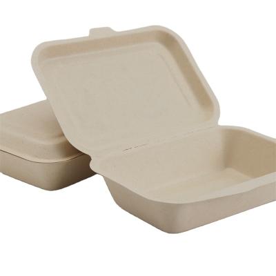 China 100% Biodegradable Sugar Cane Bagasse Disposable Sugarcane Food BOX for sale