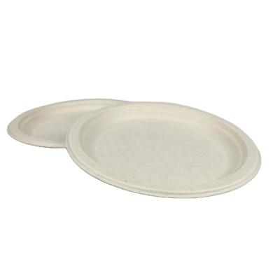 China Sugarcane Bagasse 7 Inch Round Paper Plate Sugarcane Bagasse Paper Pulp Disposable Party Plates Compostable 100% Biodegradable for sale