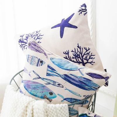 China Custom Printing 100% Plain FabExcel Polyester Pillow Cover Tropical Fish Removable Cushion Cover for sale