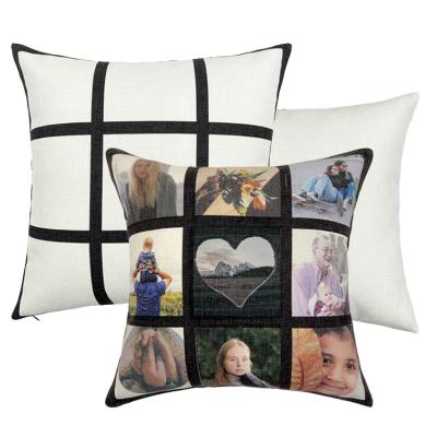 China FabExcel Wholesale Canvas Blank Anti-pilling 16*16in 9 Panel Pillow Covers With Zipper 40*40cm Custom Photo Sublimation Pillow Case for sale