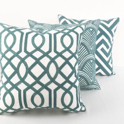 China Eco-friendly Geometric Pattern Cotton Woven Cushion Covers Customized Size Embroidery Pillow Case for sale