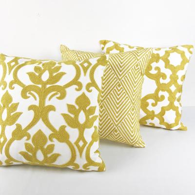 China Simple Nordic Minimalist Yellow Fashion Sofa Decoration Embroidered Cushion Covers for sale