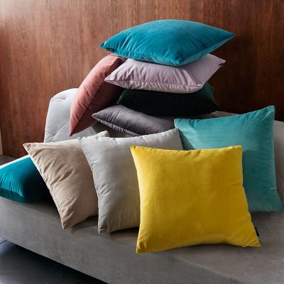 China Plain FabExcel Luxury Square Super Soft Couch Solid Pillow Case Throw Pillow Covers Single Fabric Velvet Cushion for sale