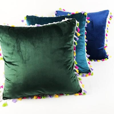 China Wholesale New Simple Plush Pillowcase Furry Cushion Cover With Tassel Waist Square Tile Decoration for sale