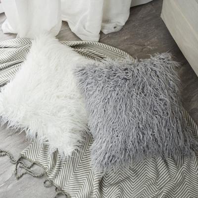 China New Style Simple Luxury INS Style Sofa Home Office Decorative Plain White Fur Throw Cushion Covers for sale