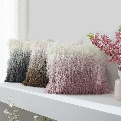 China High Quality Simple Popular Square Blue And White Pink Gray Green Color Fur Cushion Cover For Home Decor for sale