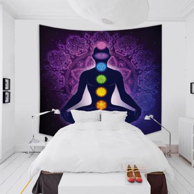 China Indian 7 Chakras Tapestry Canvas Fabric Washable Custom Print Home Decorative Drapes Hindu for sale