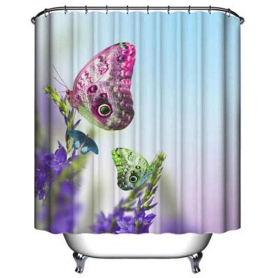 China Viable Printed Rainbow Seashell 3d Bathroom Rustic African Cats Purple Rainbow Printing Polyester Shower Curtain for sale