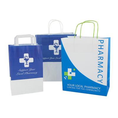 China Recyclable Custom Printed Size Logo Printing Retail SOS Pharmacy Kraft Paper Prescription Bags For Medicine Bus Ship Air Sickness for sale