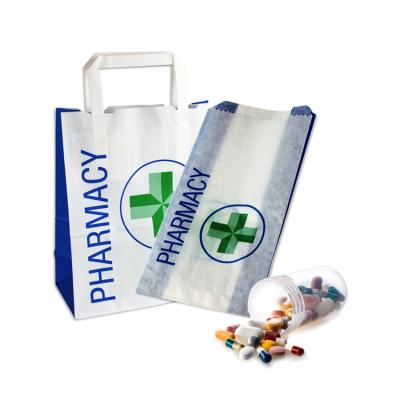 China Recyclable Custom Printed Medical White Paper Bags Disease SOS Logo Size Small Daily Pharmacy Counter Prescription Kraft Paper For Medicine for sale