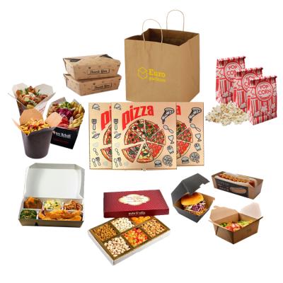 China Custom Cheap Wholesale Handmade Printed Personalized All Size 9 10 11 12 14 18 Inch Corrugated Wrapping Paper Fries Burger Pizza Food Boxes for sale