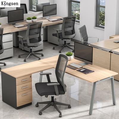 China Extendable Workstation L Shaped Desk With Filing Cabinet Home Office Table China Office Furniture ELWSMLDR1216 for sale