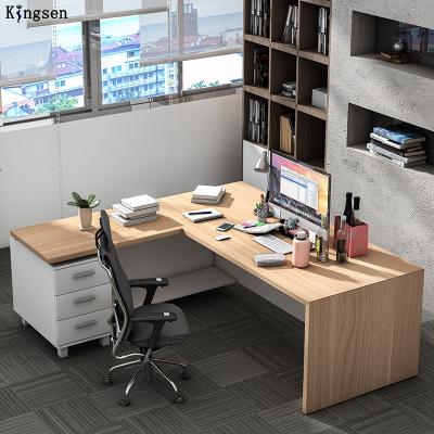 China Workstation extendable L-shaped desk with white filing cabinet home office table China office furniture T36-DKRCAL for sale