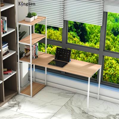 China Extendable Desk With Shelves And Metal Legs Modern Wood Office Furniture Executive Office Table Desk Factory Design OEM Customized for sale