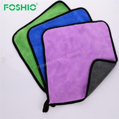 China Foshio Quick Dry Car Care Wash Microfiber Towel Detailing Thick Cleaning Cloth for sale