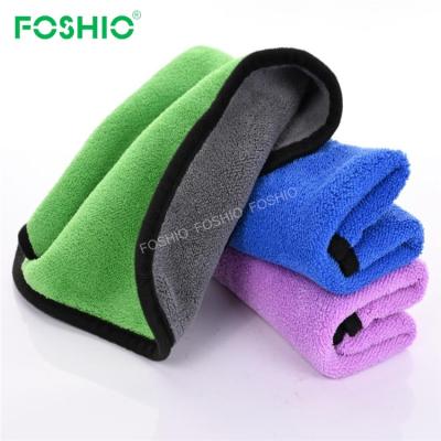 China Foshio Quick Dry Car Water Absorption Thickening Microfiber Towels Car Detailing Cleaning Cloth 30X30Cm for sale