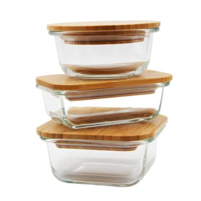 China Hot Sale FOOD Borosilicate Meal Prep Containers With Lids Lid Bamboo Food Container for sale