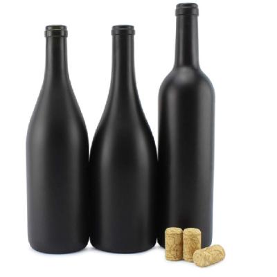 China Black Beverage Cornucopia 750ml Wine Bottles With Corks Matte Coated Glass Wine Bottles Black For Decor And Homemade Wine for sale