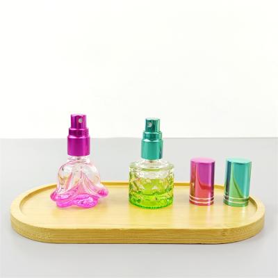 China Special Shaped Color 5ml Perfume Spray Pump Cosmetic Empty Mixing Refillable Cosmetic Glass Bottle for sale