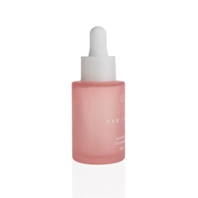 China 15ml 30ml 50ml Cosmetic Custom Colored Frosted Pink Essential Oil Bottles Dropper Bottle With Serum Glass Bottles for sale