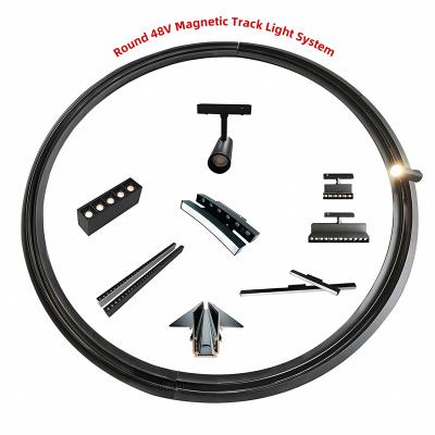 China Modern Featured Restaurant Project Magnet Rail Led Track Light Embedded Mount Adjustable Circular Magnetic Track Spotlights Lamp for sale