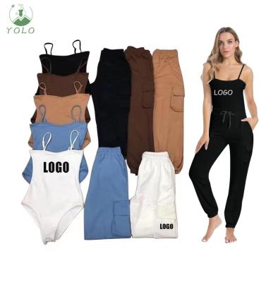 China 2022 Fashion Breathable Casual Outfits Plus Size Print Jumpsuit Sleeveless Sports Tracksuit 2 Two Piece Pants Sets Spring Summer Women Clothing for sale