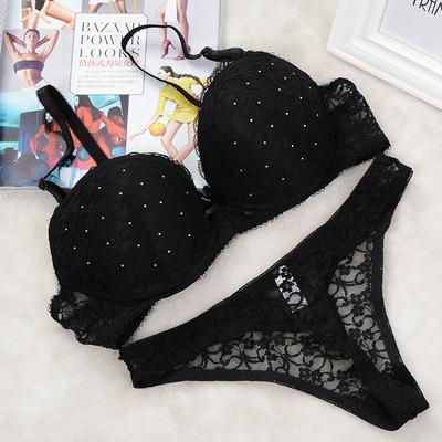 China Women's Breathable Sexy Lace Underwear Set Ladies Bra Briefs Transparent G-String Bra and Thong Set Female Bra Panties Lingerie for sale