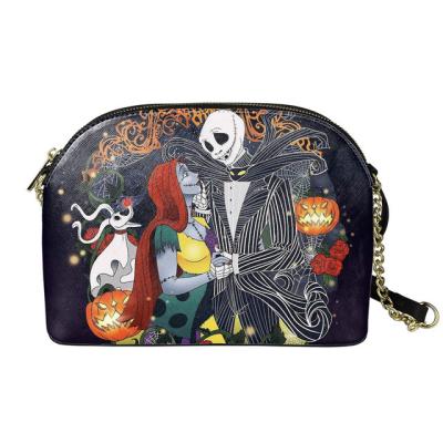 China Fashion Women's Shell Bags The Nightmare Before Christmas Pattern Halloween Bag PU Leather Shoulder Bag Lightweight Ladies Messenger Bag for sale