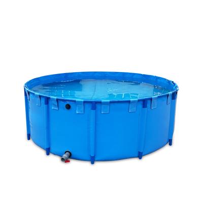 China Folding Fish Farming Tank 1000 Liter Koi Aquaculture Fish Farming Tank Pond Folding Plastic Tanks Round Tarpaulin Tanks For Fish Farming for sale