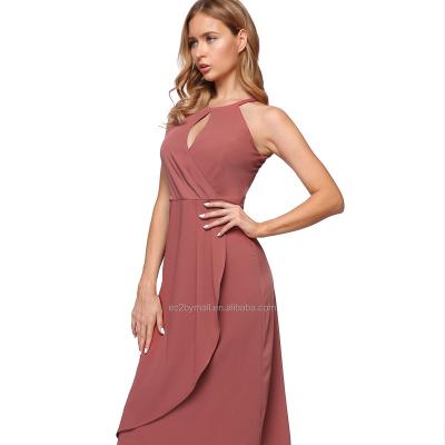 China Anti-Wrinkle Women Clothing Fashion Modest Slim Slim Fit Midi Elegant Ladies Party Evening Dresses for sale