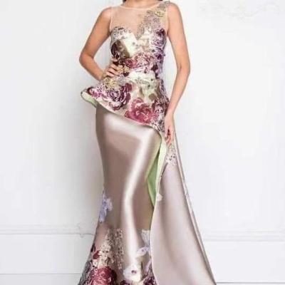 China New Easter spring fashion summer spring anti-static luxury silk flower embroidery sleeveless tight fitting evening woman dress for sale