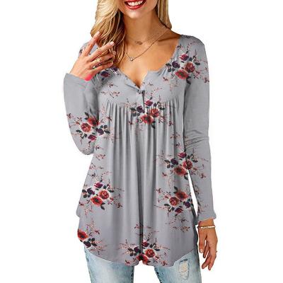 China Women's Floral Blended Anti-Pilling Long Sleeve Shirt for sale