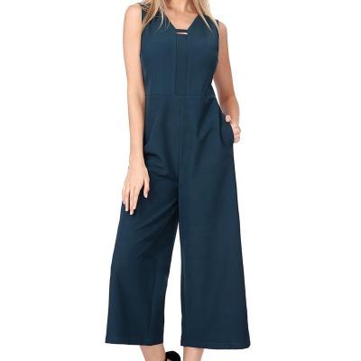 China 2020 Pocket QUICK DRY Casual Wide Legs Women's Clothing Overalls Sleeveless Jumpsuits for sale