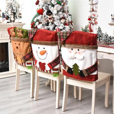 China Christmas Decorations Handmade Santa Claus Snowman Chairs Cover Xmas Navidad Supplies Chirstmas Decor Factory Direct Selling Nonwoven Fabric for sale