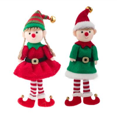 China Christmas Gift Ornament Stocking Christmas Ctue Elf Green Red Dolls With Bells Gift Pendant Ornaments For Christmas Tree Decorations for sale