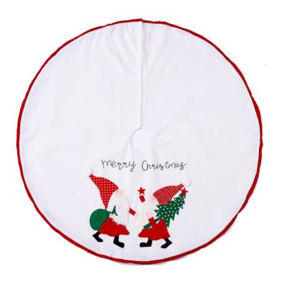 China Warm Chirstmas Decor Flannel Santa Navidad Faceless Print Christmas Tree Skirt for Merry Christmas Tree Decorations for sale