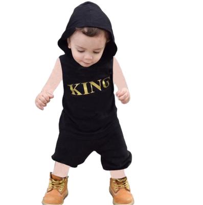 China CIS summer style baby boy's letter shorts harlan suit ROI sleeveless hoodie formal children's suit for sale