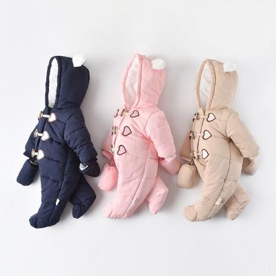 China Spandex/Organic Cotton Autumn Winter Baby Romper 2020/Overall Hooded Cotton Infant Newborn Baby Clothes Thickened Overalls for sale