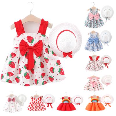 China Viable Babies Dress +Hat 2pcs Clothes Sets Sleeveless Infant Princess Dress Newborn Party Baby Girl Clothes Princess Dress for sale