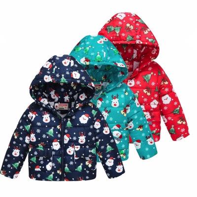 China Christmas Breathable Cute Cartoon Cotton Winter Jackets Baby Boy and Girls Hooded Jacket Padded Kids Clothing for sale