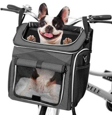 China Dropshipping Breathable Foldable Expandable Soft Side Dog Carrier Travel Bike Basket Pet Carrier for sale