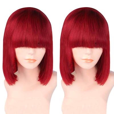 China Wholesale 10A Silky Straight Human Hair Wigs 100% Red Colored Straight Lead Hair Lead Wigs Short Wave Lead Wigs Lace Front for sale