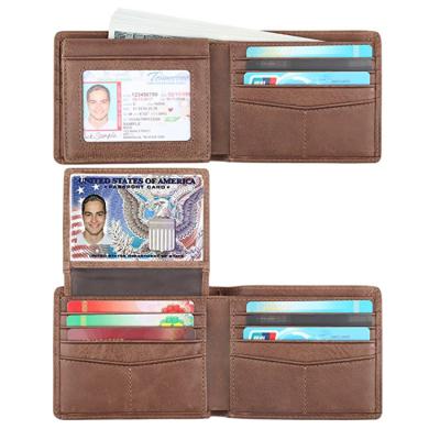 China RFID Men Wallet Multifunctional Front Pocket Card Holder Mens Bifold Wallet With Flap ID Window for sale